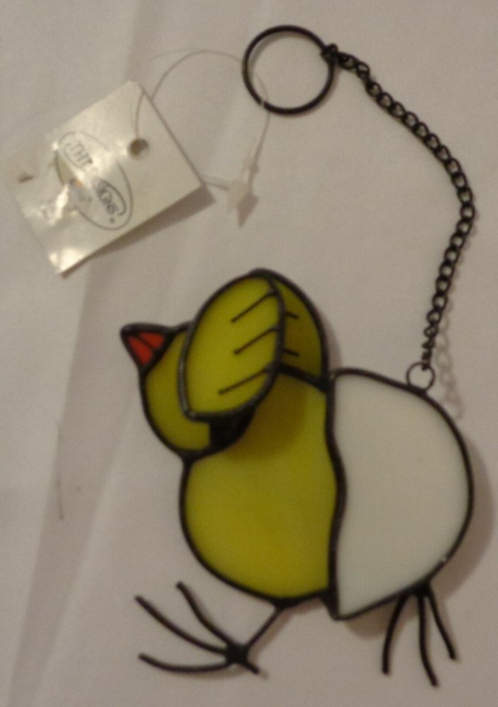 STAINED GLASS SUN CATCHER ORNAMENT HATCHING BABY CHICK SPRING EASTER DECOR