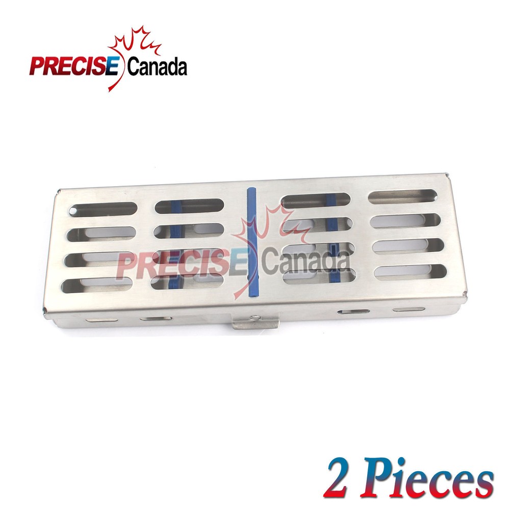 2 Pcs Dental Autoclave Sterilization Cassette Rack Box Tray For 5 Instruments