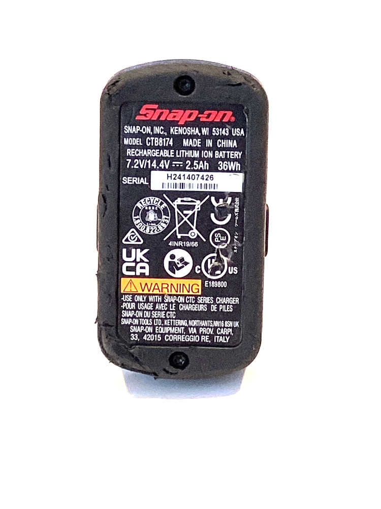 Snap on Tools 14.4 Volt 2.5Ah BLACK MicroLithium Battery Pack CTB8174 TESTED