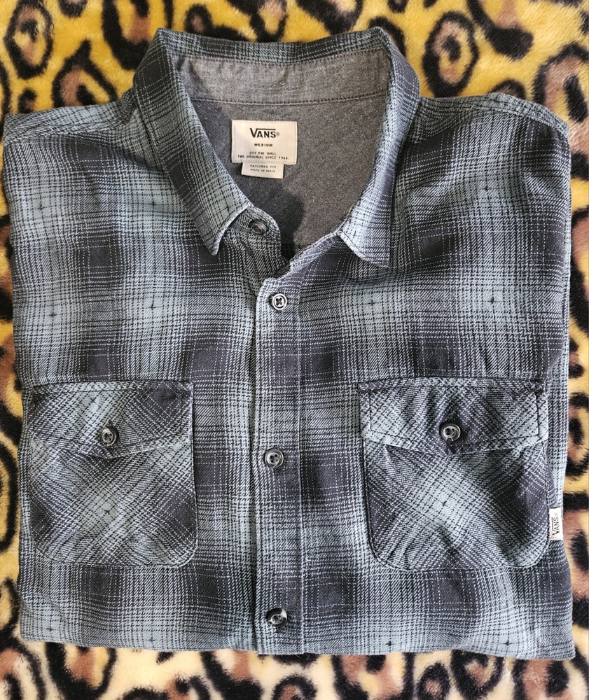 VANS button down shirt blue/black M tailored fit - skateboard