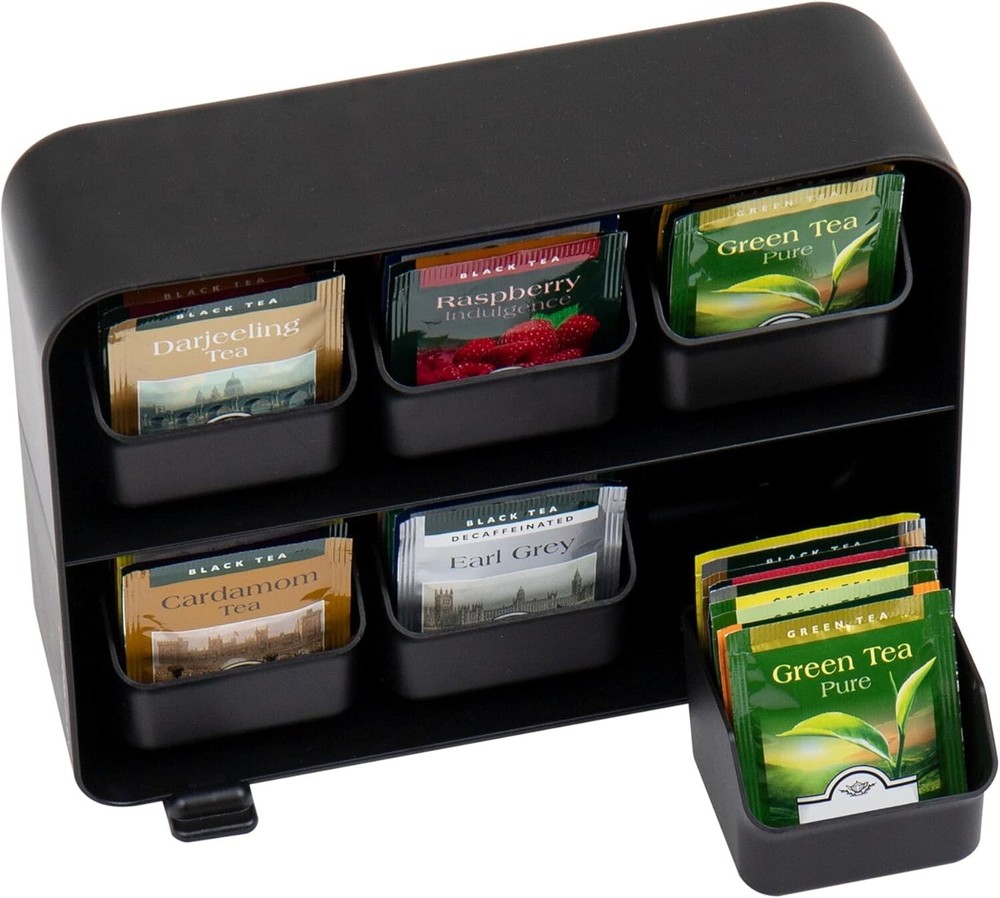 Elegant Kitchen Tea Bag Organizer: 6-Drawer Storage for Clutter-Free Counters