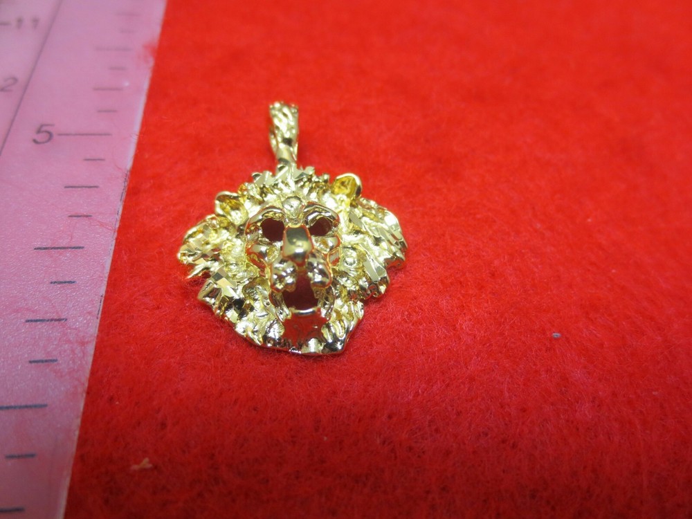 14KT GOLD EP LION HEAD 3D CHARM - 2138