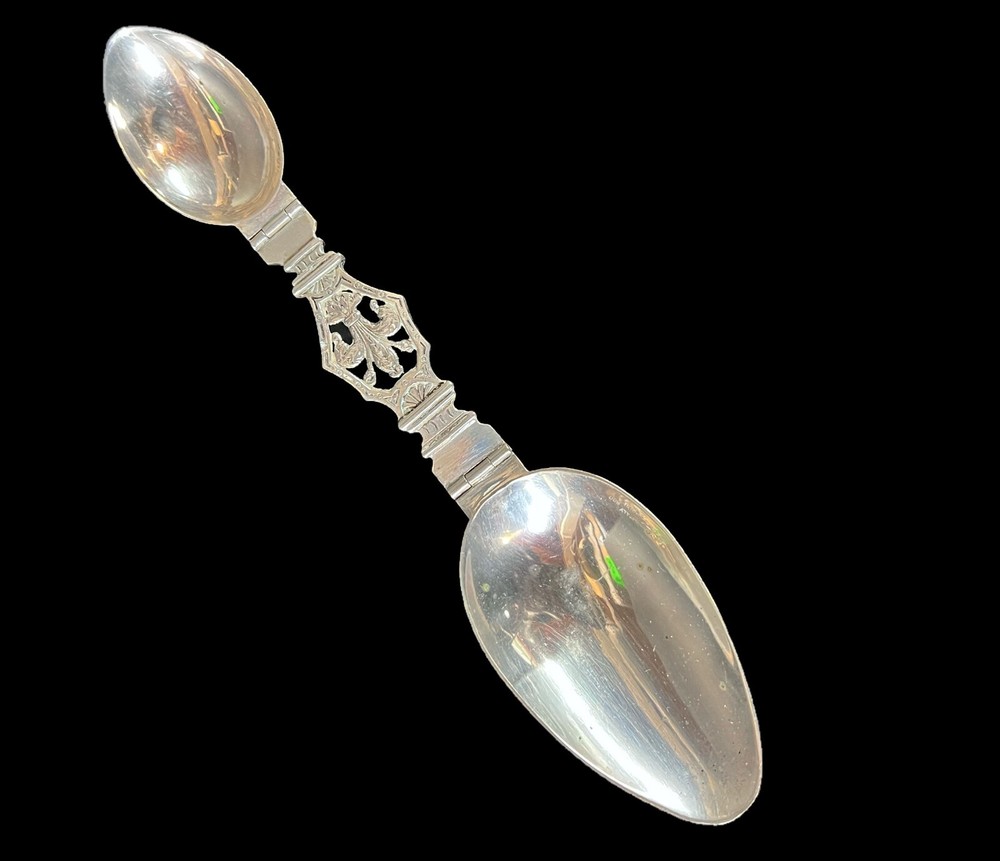 Italian 800 Silver Folding Travel Spoons two sided