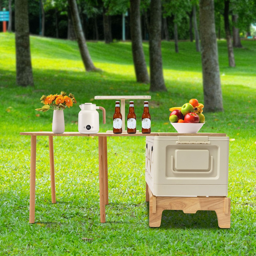 Folding Storage Camping Box with Table, Lightweight Camp Storage Box 37x17x16in