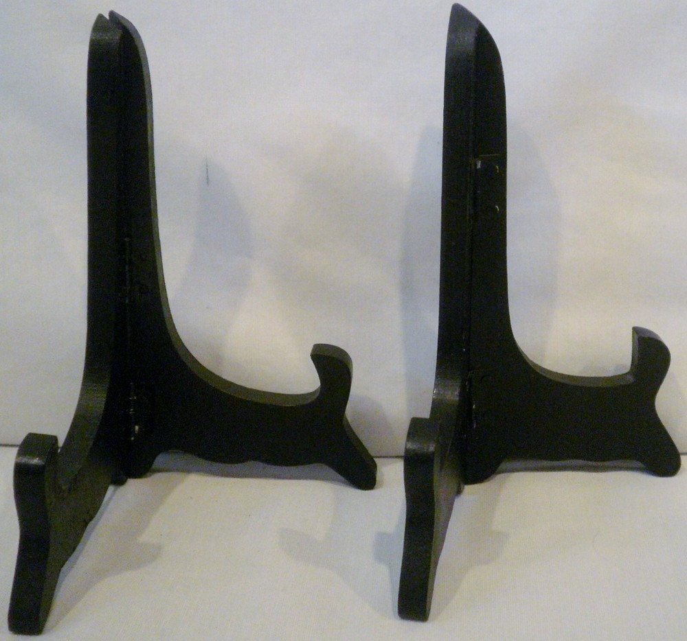 2 - 6” Black Plastic Folding Display Picture Plate Dish Easel Stand
