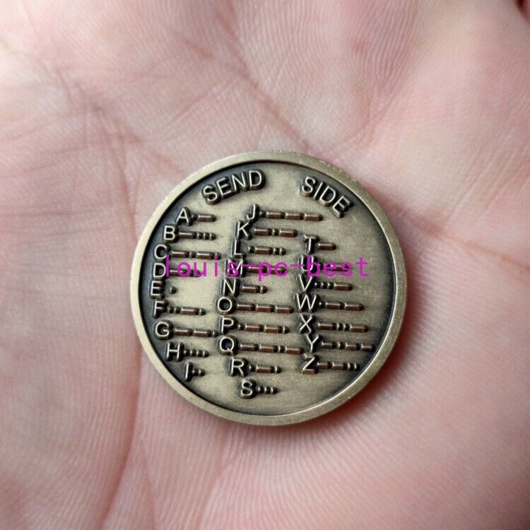 1* CW Morse Code Decoder Chart Medal Coin Morse Commemorative Coin Gift Prize