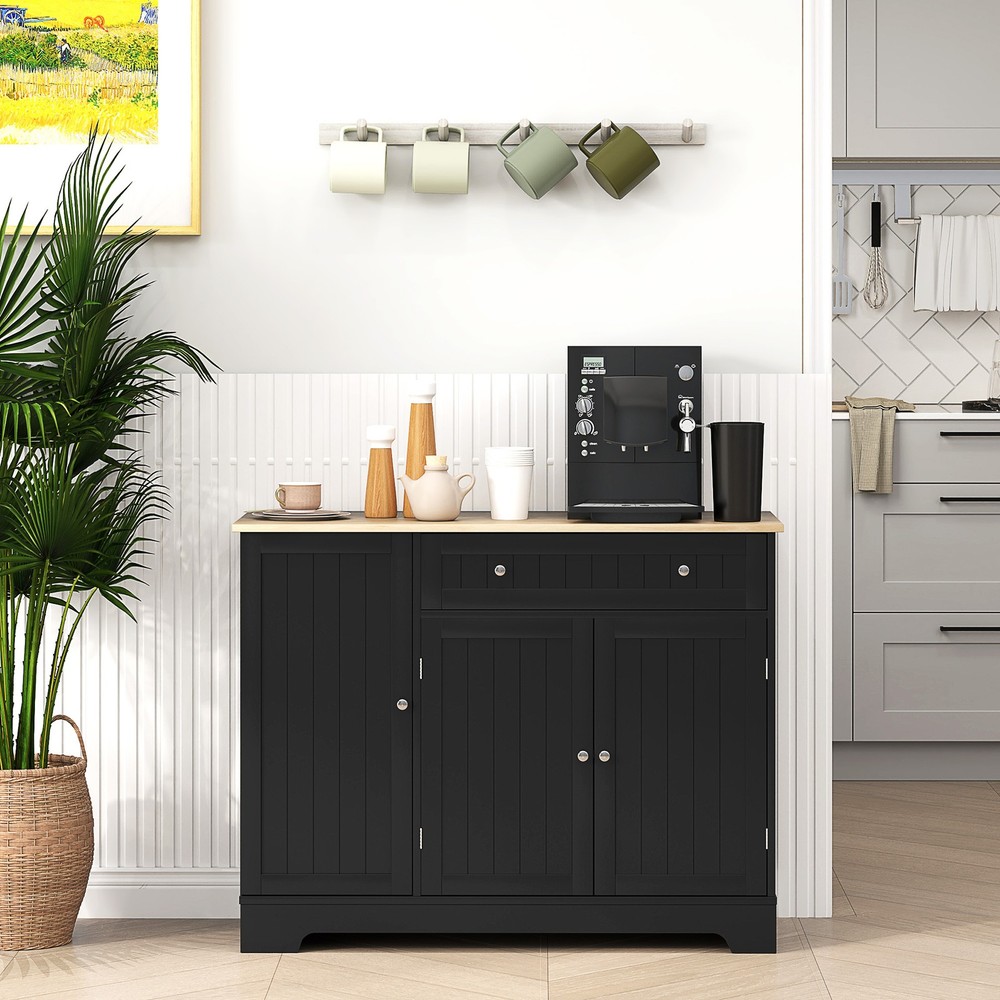 41" Sideboard Buffet Cabinet with Storage Drawer, Adjustable Shelf, Black