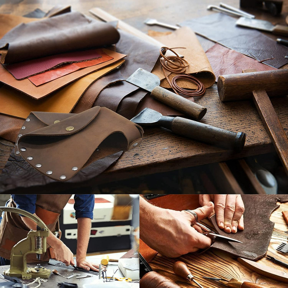Leather Axe Sheath, Durable Hatchet Cover, Rustic Brown Full Grain Leather