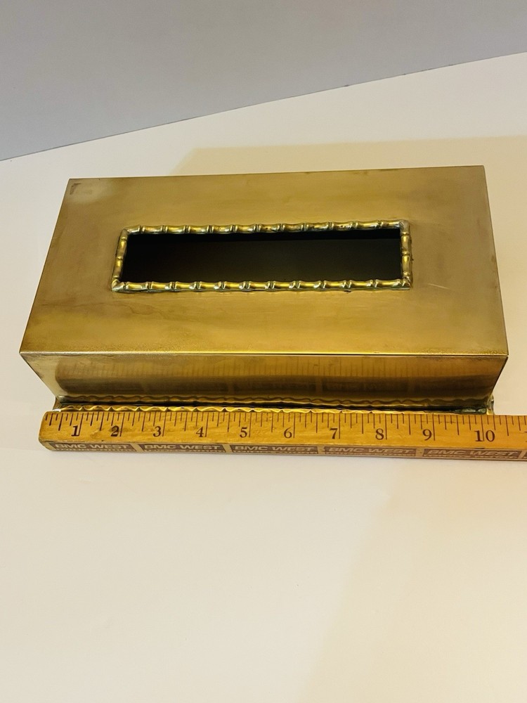 VTG Brass Faux Bamboo Rectangular Tissue Cover 10x5x3