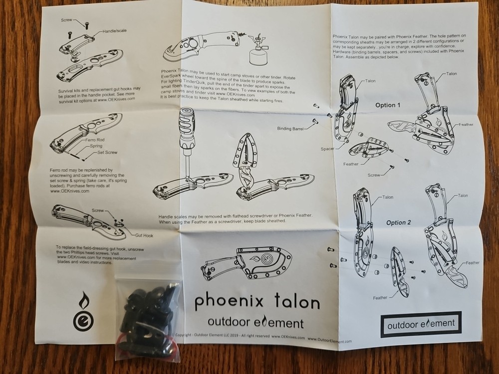 Outdoor Element Phoenix Talon + Phoenix Feather Knife Bundle – Black • Survival