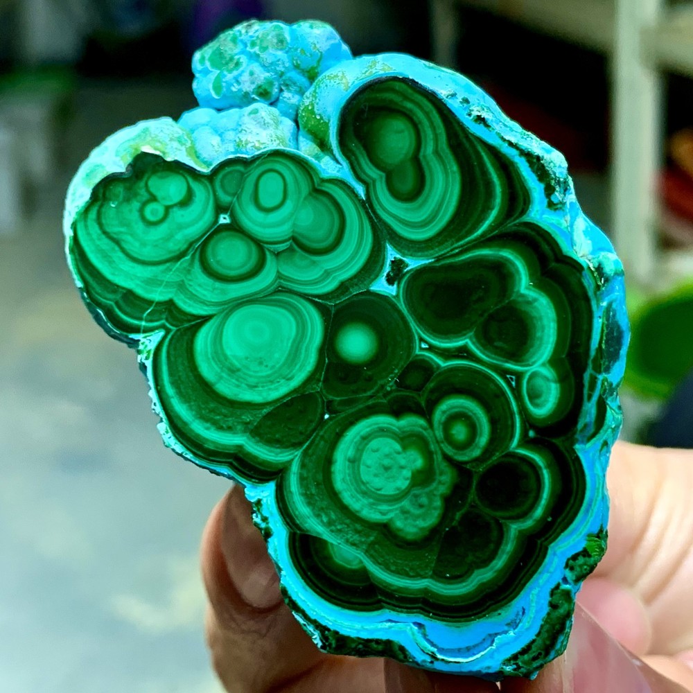 105G Natural Chrysocolla/Malachite transparent cluster rough mineral sample