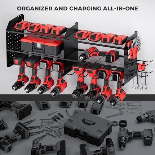 2-in-1 Power Tool Organizer Wall Mount, 3-Layer Drill 3 Layer-(2-IN-1) Black