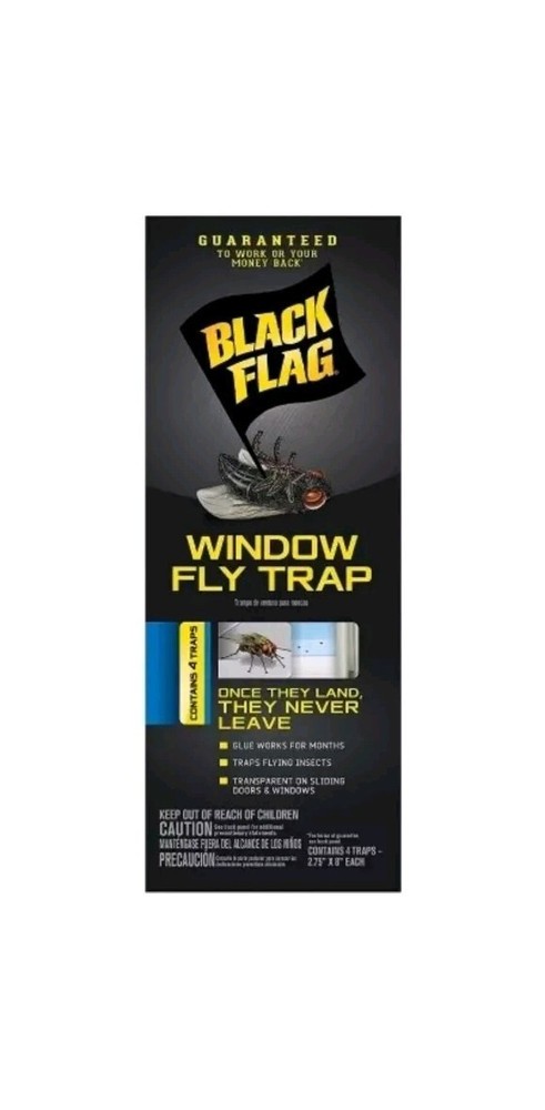 2 pack Black Flag WINDOW FLY TRAP Transparent Sheet 2.75" X 8" L 4 Traps