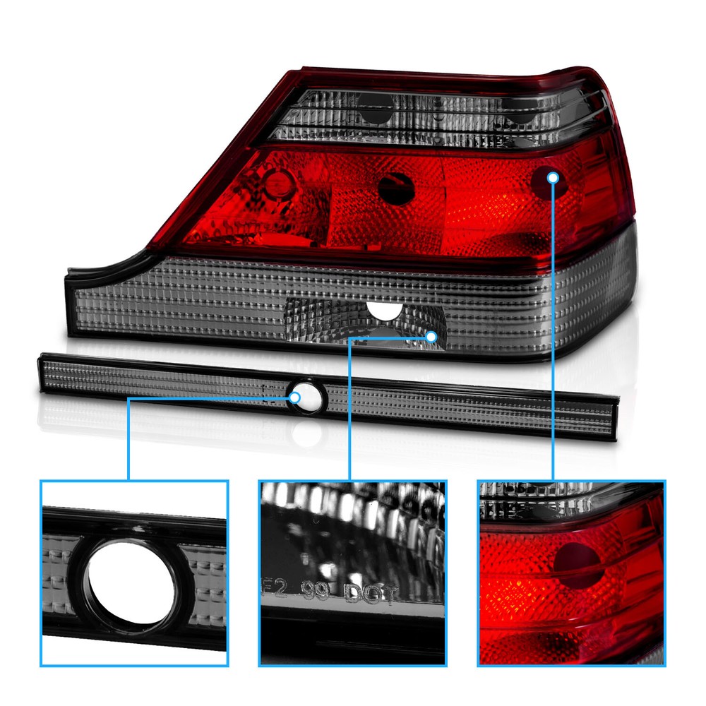 1995-1999 For Mercedes-Benz W140 S-Class Red Smoke Tail Lights Pair