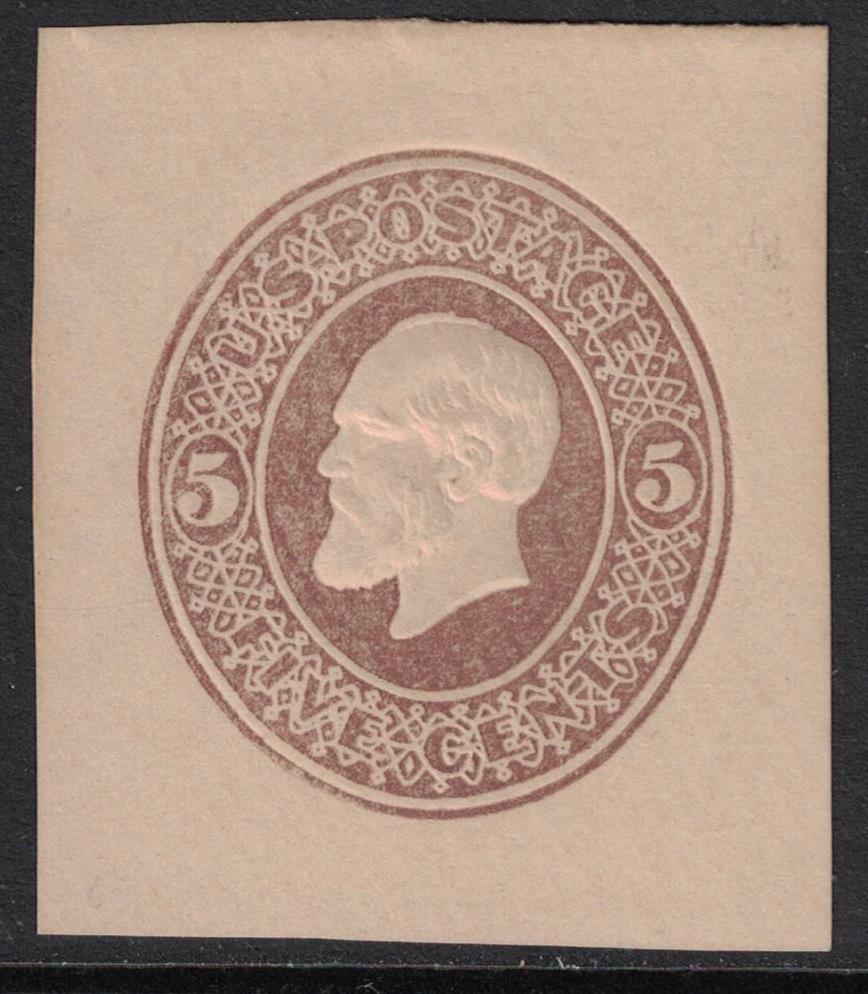 Scott U224- Mint Cut Square- 5c Garfield, Oriental Buff- 1882-86- unused