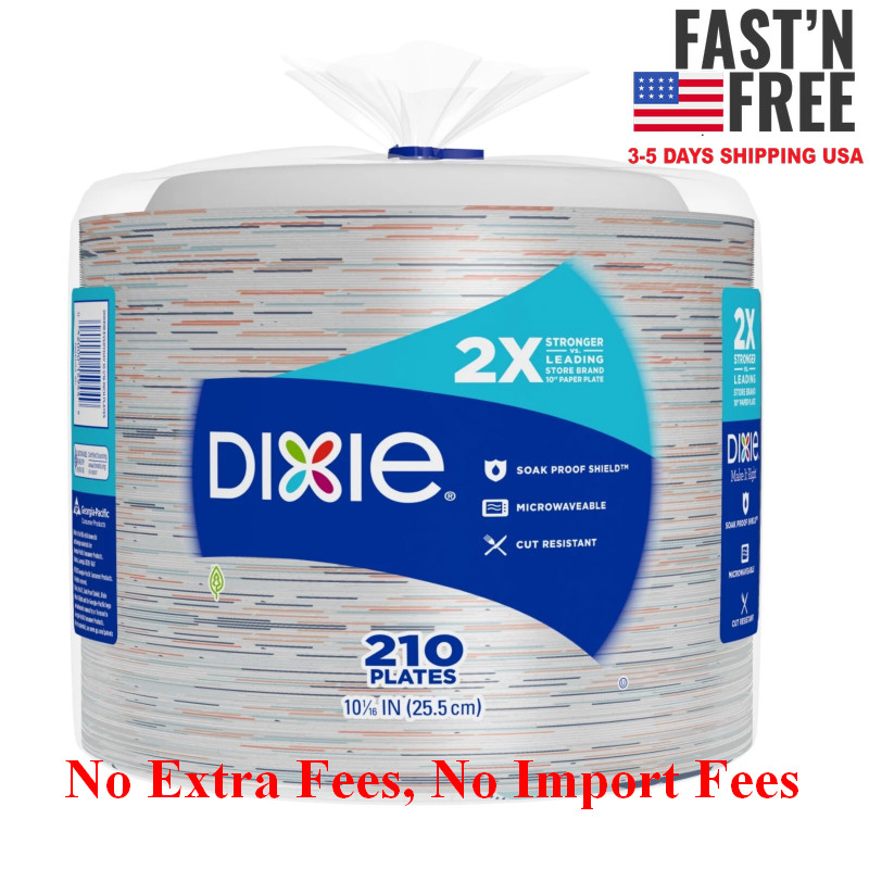 2 Pack Dixie Disposable Paper Plates, 10", 2X Stronger*, Multi-Color, 210 Count