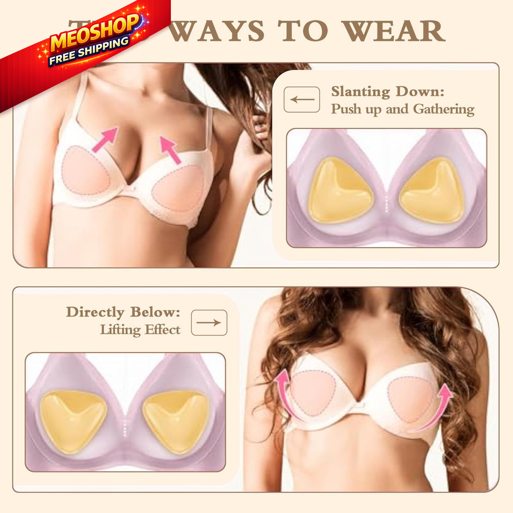 Double Sided Sticky Bra Inserts Reusable Push Up Small, Light Skin Tone