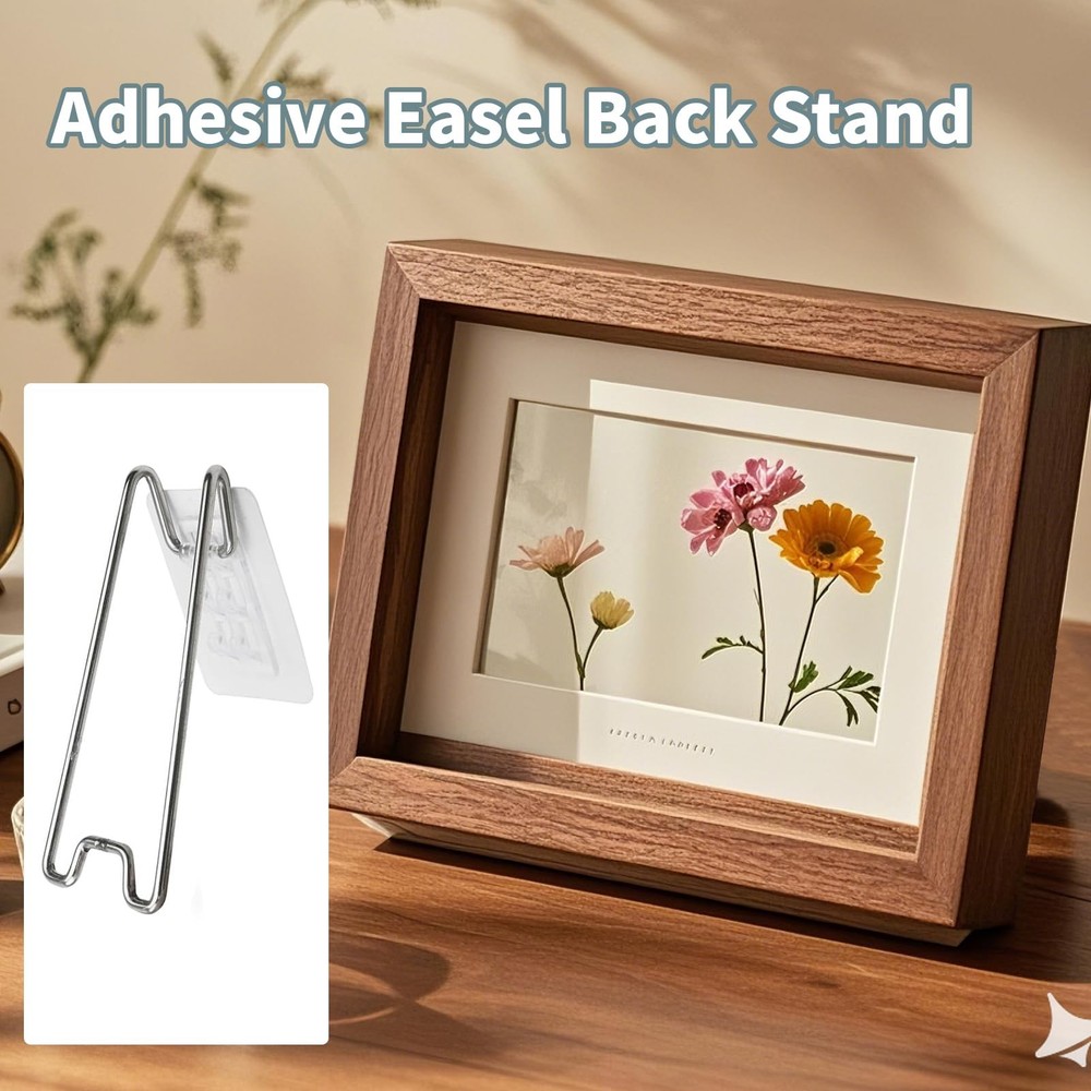 5-Pack Adhesive Metal Easel Stand for Picture Frames - Tabletop Display Stand...