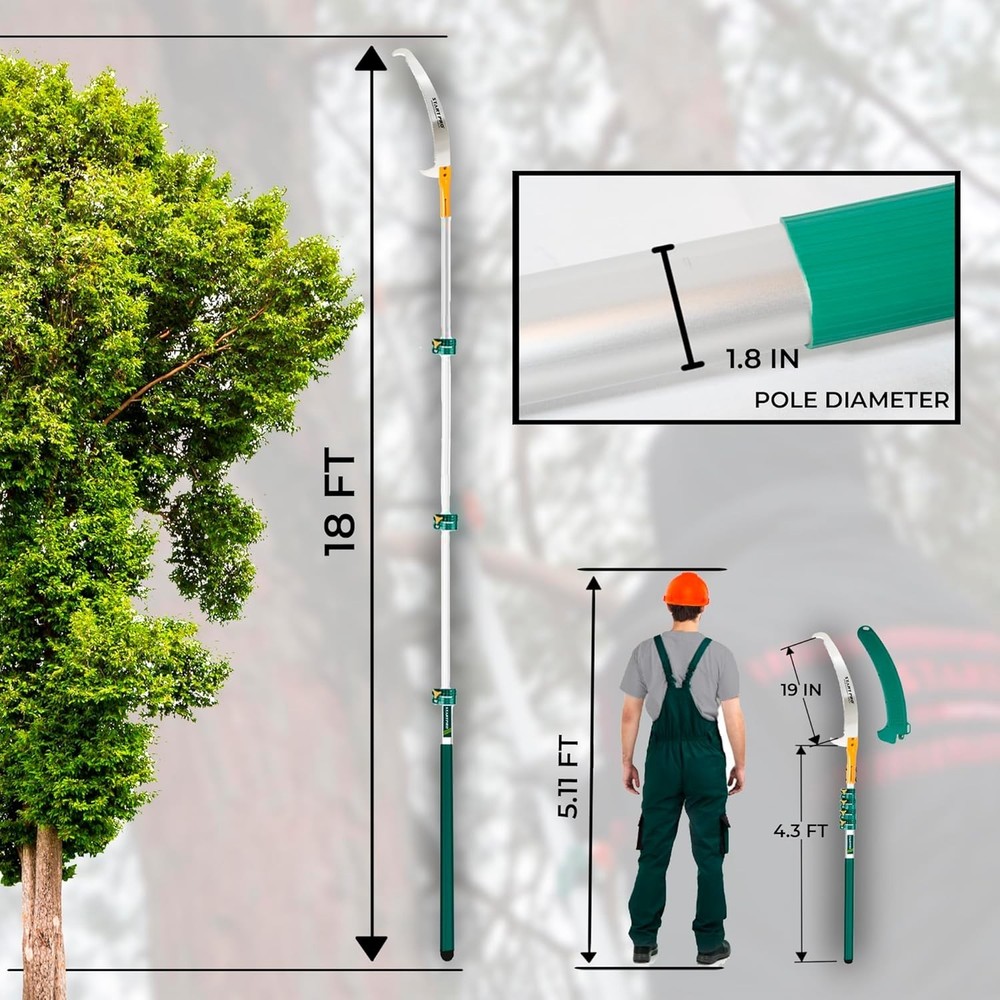 Startpro 18Ft Telescopic Tree Pruning Saw with Sharp Carbon Blade for Easy Cutti