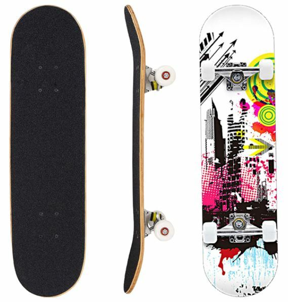 Skateboard 31"x8" Complete Skate Board 7 Layers Deck Maple Wood for Beginner-Pro