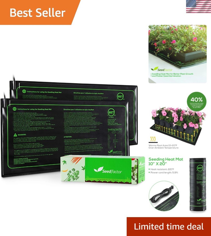 Durable 2 Pack Indoor Seedling Heat Mats, 10x20 - Optimal Growth & Germination