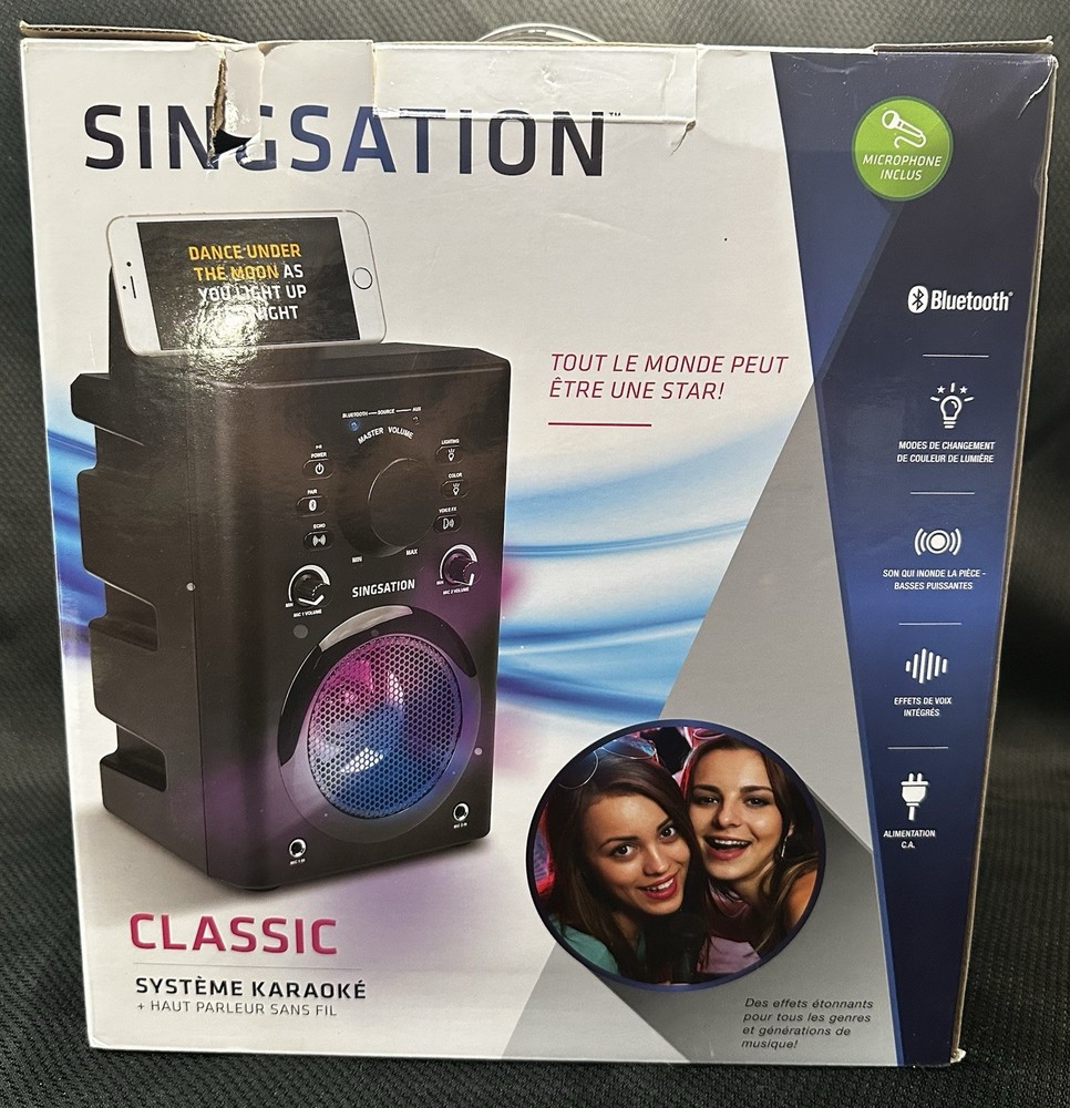 Singsation Classic Karaoke System Bluetooth Compatible W/Cord And Microphone EUC