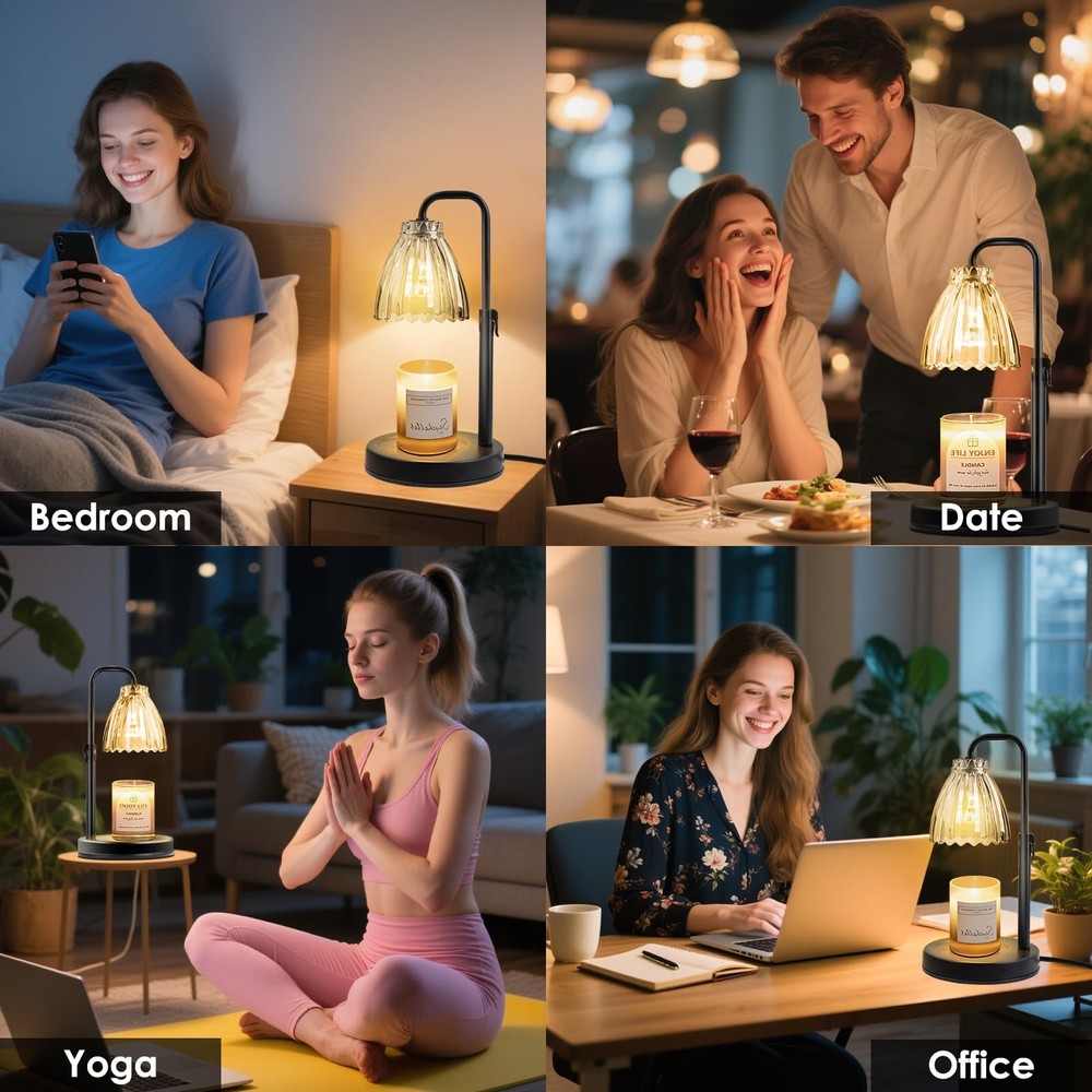 Candle Warmer Lamp with Timer Dimmer, Adjustable Height Wax Warmer for Scente...
