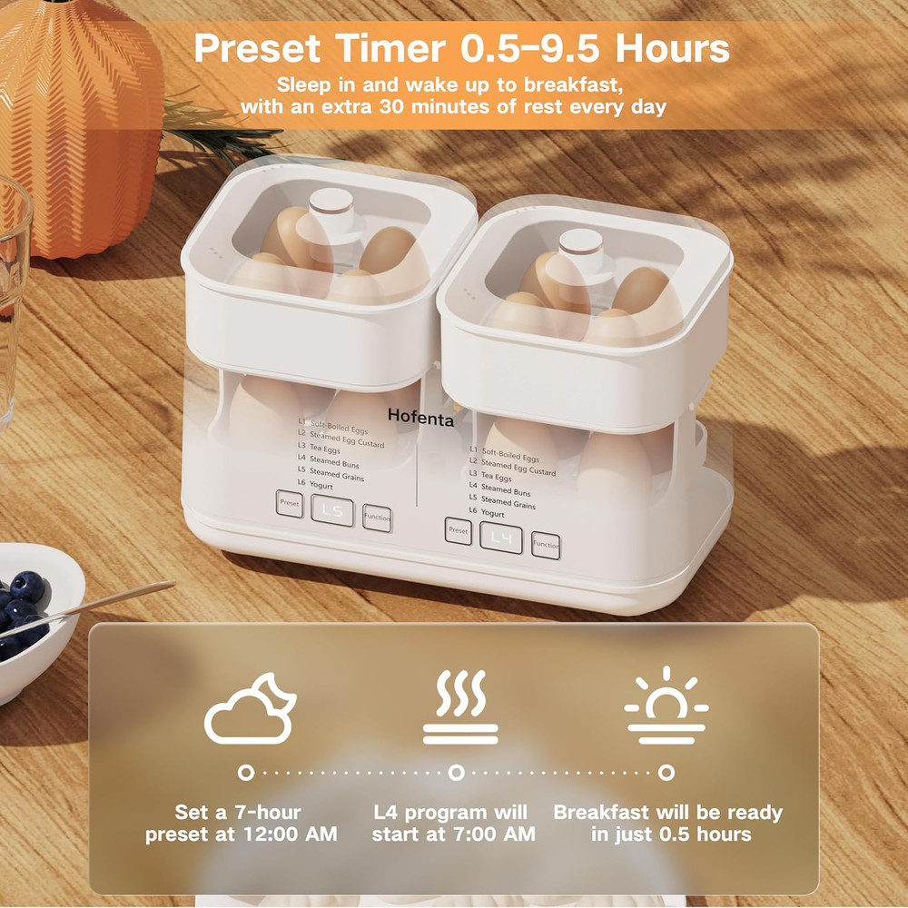 Rapid Electric Egg Cooker for Hard Boiled Eggs, 16 Eggs Capacity Egg Boiler with