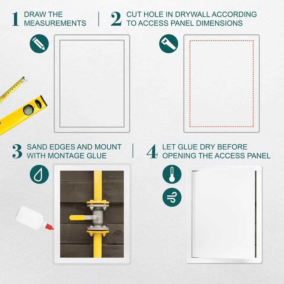 12" x 16" White Plastic Access Panel. Service Shaft Door Panel. Plumbing, Ele...