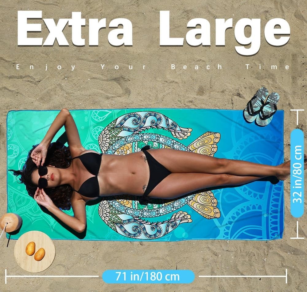4 Pack Microfiber Thin Lightweight Beach Towel Sand Free Quick Dry Absorbent ...