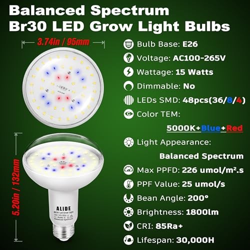 Led Grow Light Bulbs for Indoor Plants Full Spectrum,E26 Floodlight BR30 1