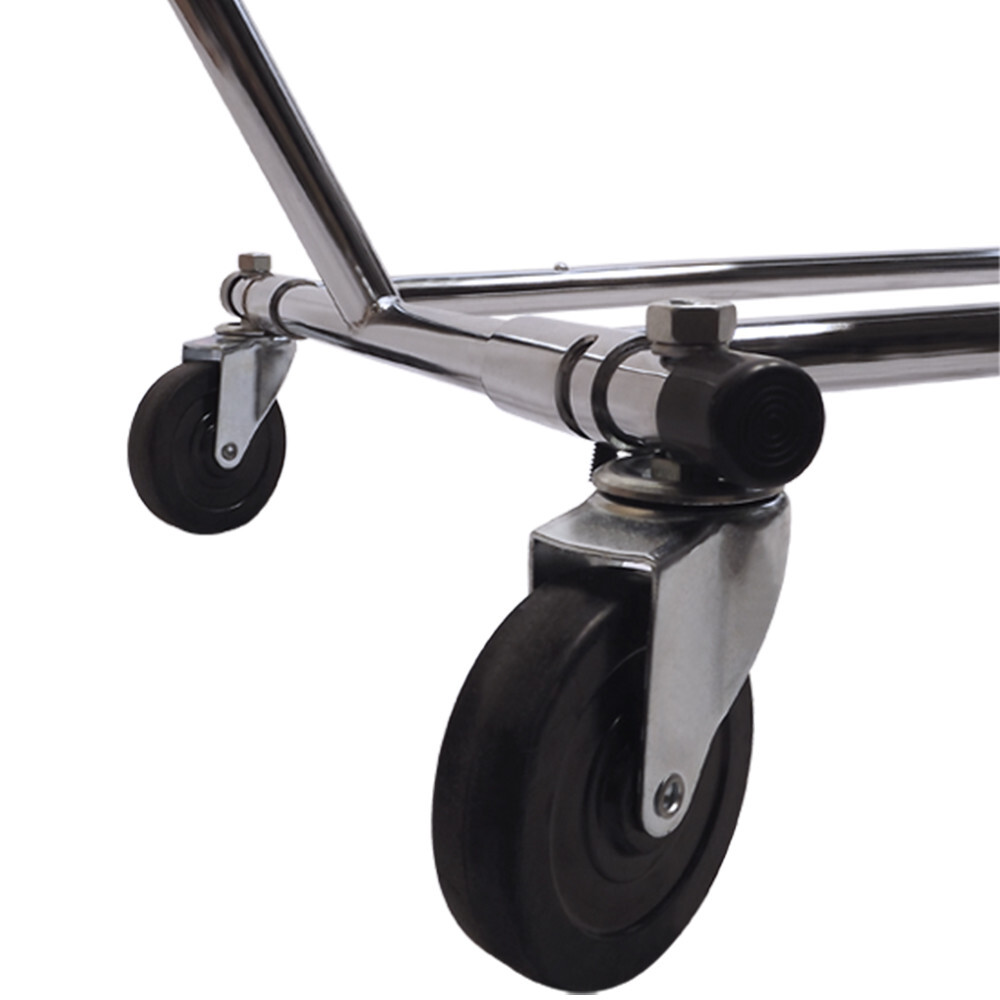 Single Bar Adjustable Clothes Rack Garmen Display Clothes Hanger Retail w Wheels