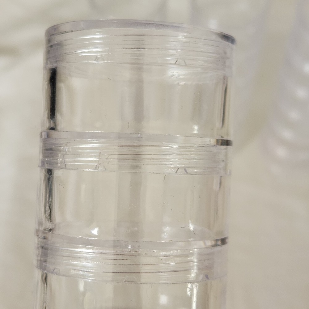 Lot 23 Round Storage Stackable Containers Beads Crafts 2" Clear Plastic 5 Lids-K