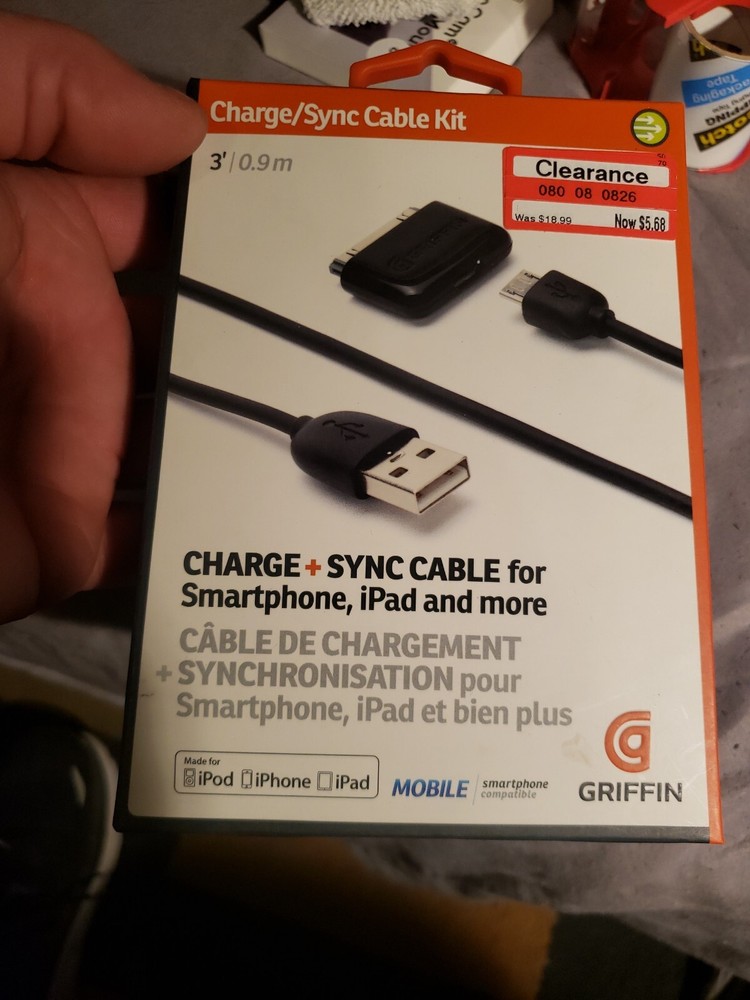 Original Griffin Charge Sync Micro Data Cable Kit for Apple iPhone 4 iPad Galaxy