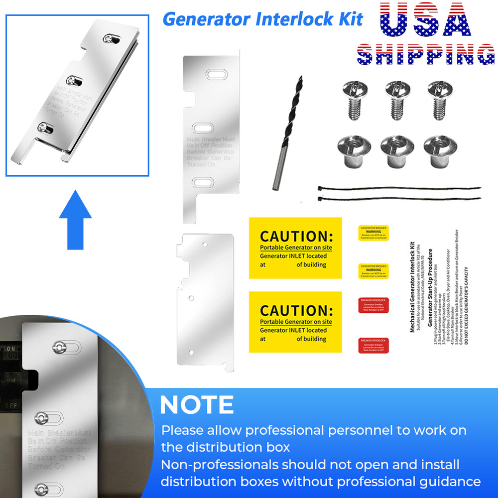 US Generator Interlock Kit Set For Square D QO 200 A Panels Horizontal Aluminum