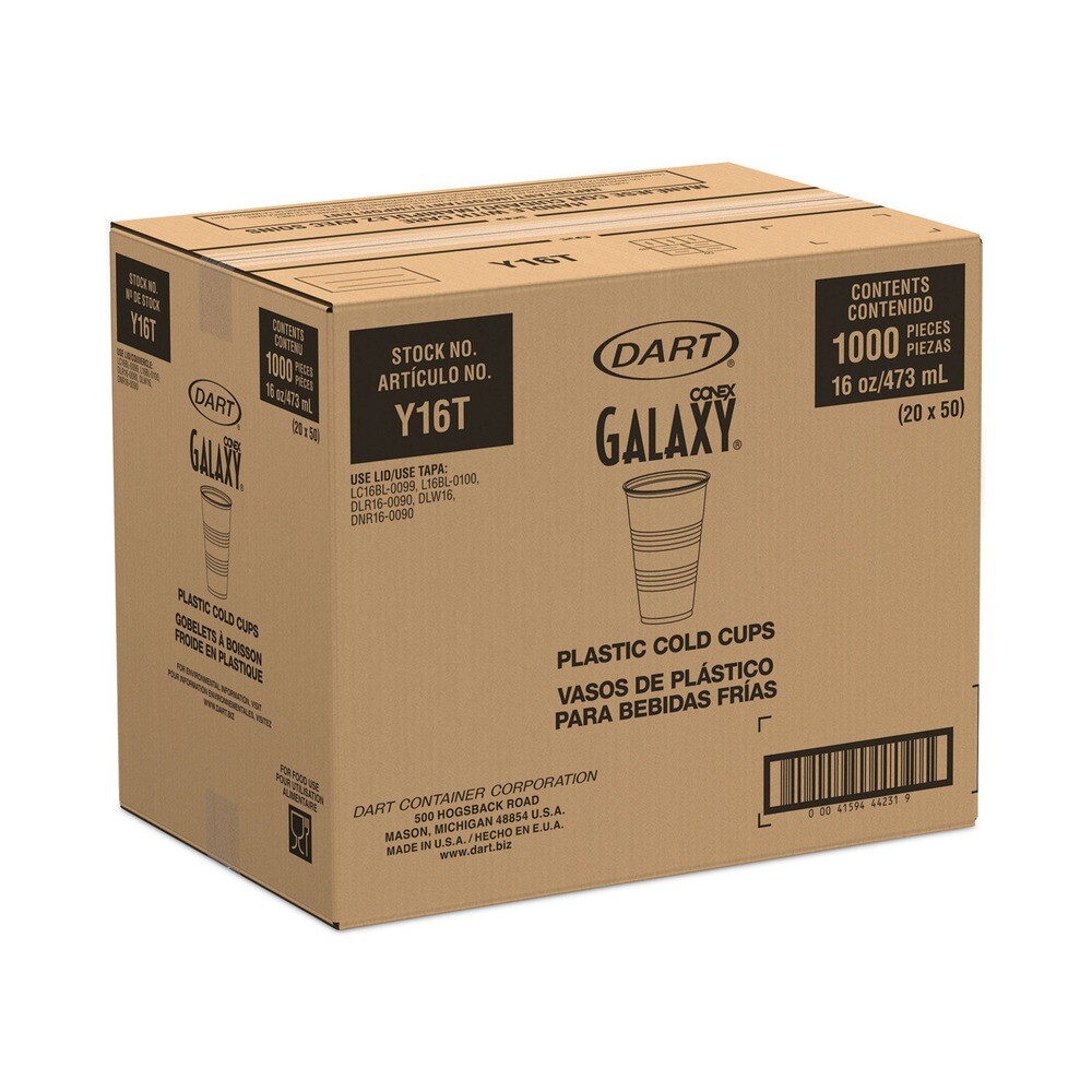 Dart Y16TPK 16 oz High-Impact Polystyrene Cold Cups - Translucent (50/Pk) New