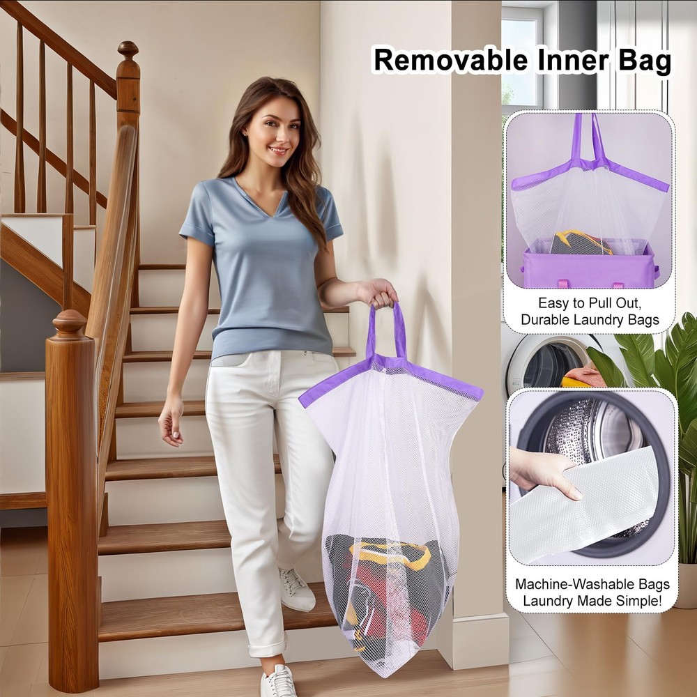 75L Slim Laundry Hamper with Lid,Large Foldable Laundry Basket with Removable...
