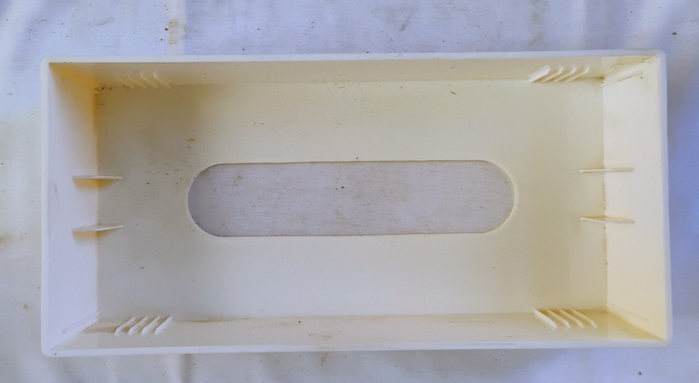 Vtg. Plastic White Rectangular Tissue Box Holder Kimberley Clark New Old Stock