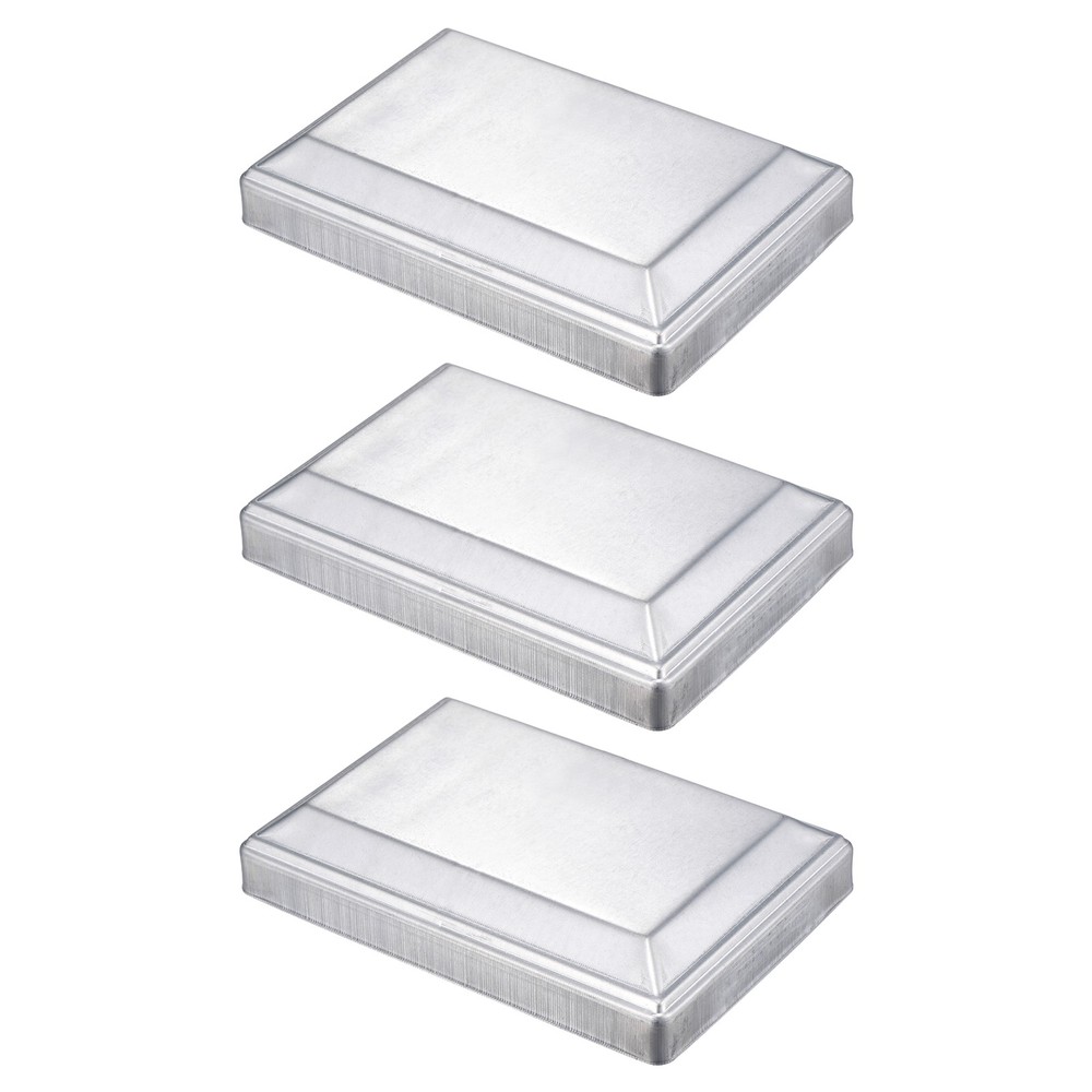 3Pcs Fence Post Cap, Galvanized Deck Post Caps Fit 5.9" x 4" Pipe, Silver