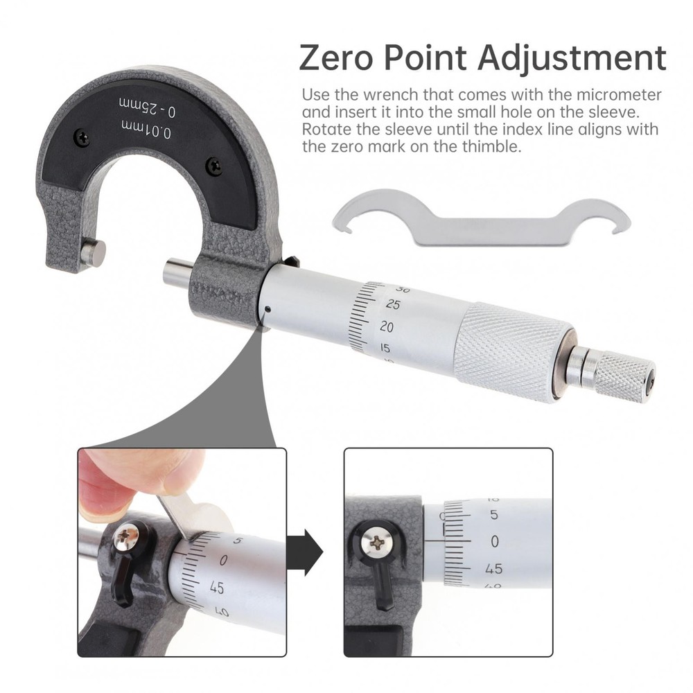 0-25MM MICROMETER OUTSIDE METRIC MICROMETER 0.01MM GRADUATIONS RDGTOOLS