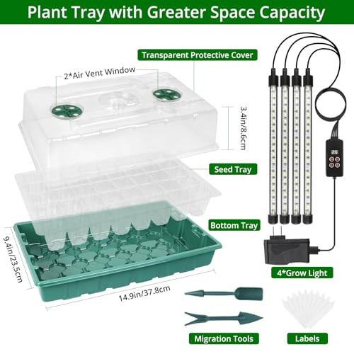 Seed Starter Tray with Grow Light, Intelligent Display Digital 80-Cell