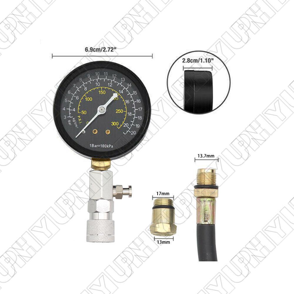 ENGINE COMPRESSION TESTER TESTING GAUGE GAGE CHECK TEST TOOL 0-300 PSI 11" Hose