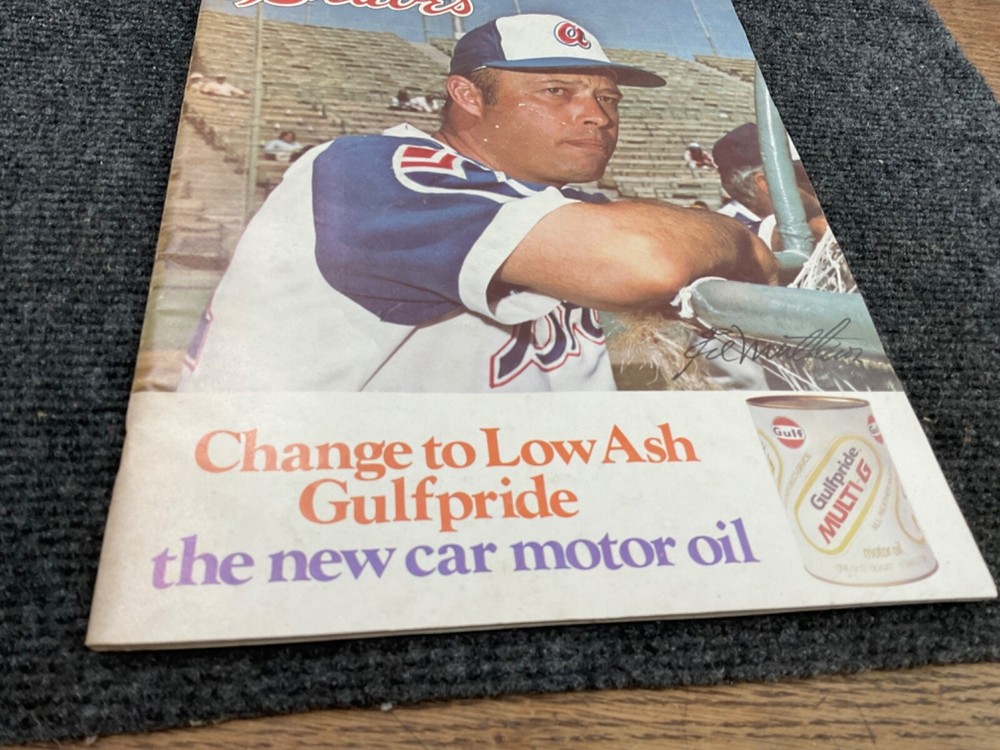 1973 Atlanta Braves Baseball Scorebook Program Eddie Matthews Used Condition MLB