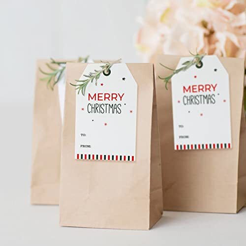 100 Pcs Christmas Gift Tags with String,Merry Christmas Tags,Paper Gift Tags