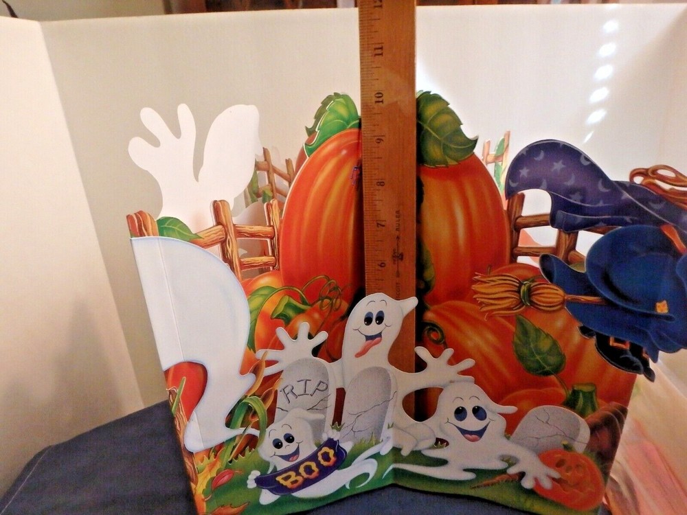 Halloween Pop-Up Witch, Scarecrow, Ghosts, 1999 Impact Plastics, 4 sided