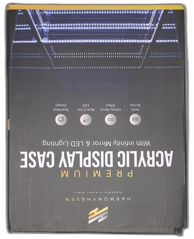 HarmonyHaven Premium Acrylic Display Case with Infinity Mirror & Multi-Color LED