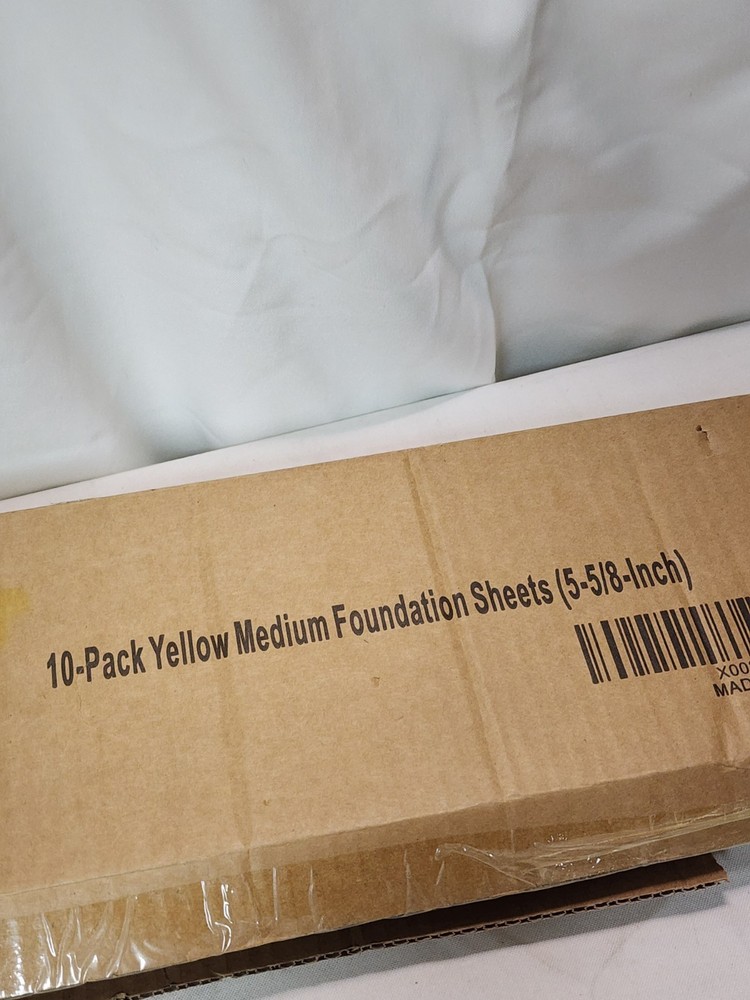 10 Pack Yellow Medium Beehive Frame Beeswax Coated Foundation Sheets 5-5/8 Inch