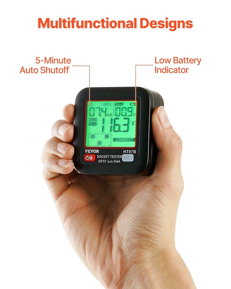 Efficient GFCI Tester with LCD for Detecting Electrical Outlet Faults