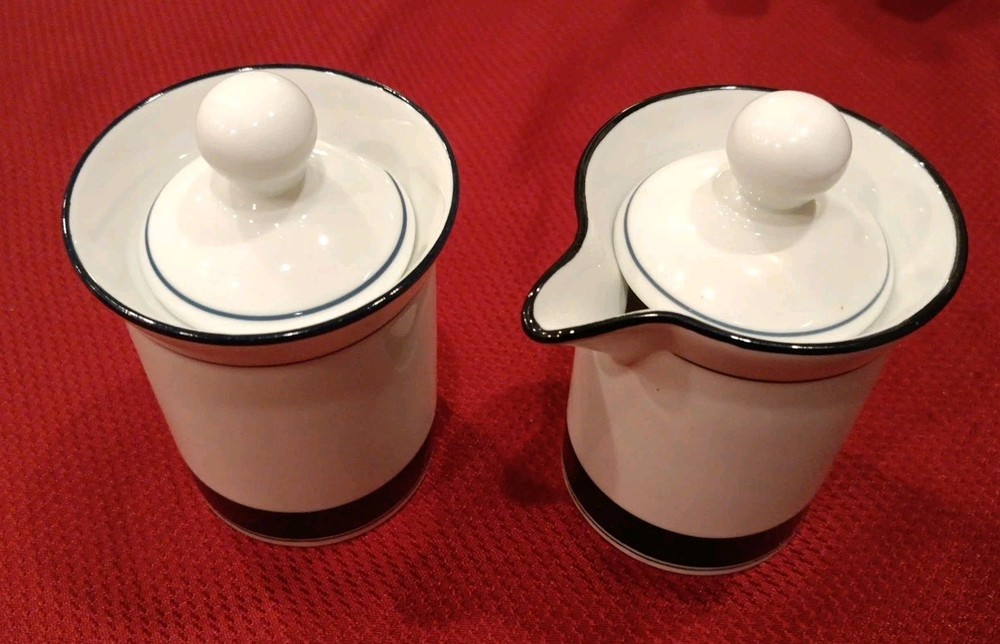 Dansk Concerto Cream & Sugar Containers Allegro Blue. Very Nice! EUC!