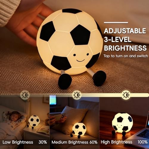 Soccer Night Light for Boys, Soft Silicone Kids Night Light with Timer &